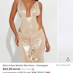 Fashion Nova Champagne Metallic Dress